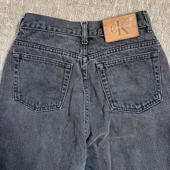 Vintage Calvin Klein 90’s Jeans High Rise Tapered Straight Leg Faded Black - Picture 3 of 5